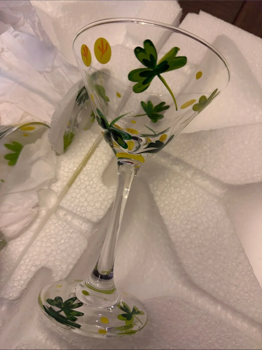 Set Of 4 hand painted st Patrick’s day Martini Glasses new